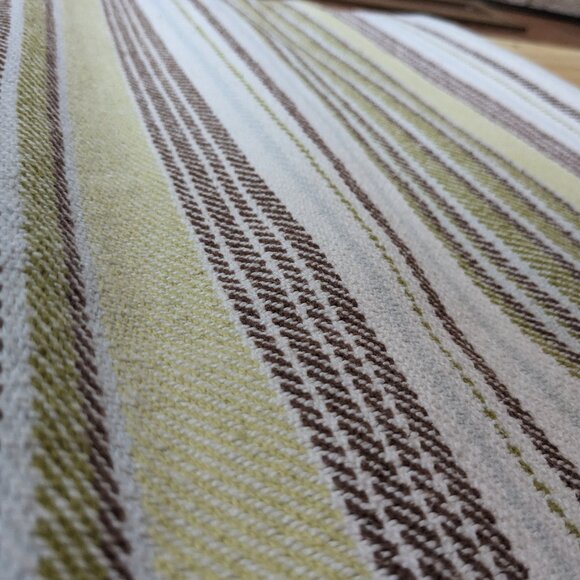DASH & ALBERT 100% Cotton Area Rug 60x72 Indoor Outdoor Green Brown Striped Mat - Picture 2 of 4